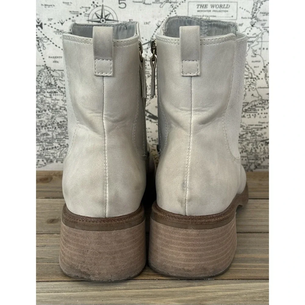Dr. Scholl's Redux Ankle Boots Cream Heeled Office Grunge Women's Sz 10 M